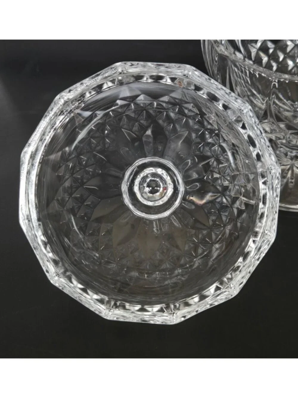 Crystal DArques Sugar Bowl, Candy Dish With Lid Diamond Design